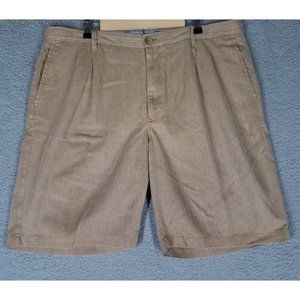 Tommy Bahama Shorts Adult 40 Beige Silk Pleated Front Chino Casual Golf 9" Men's